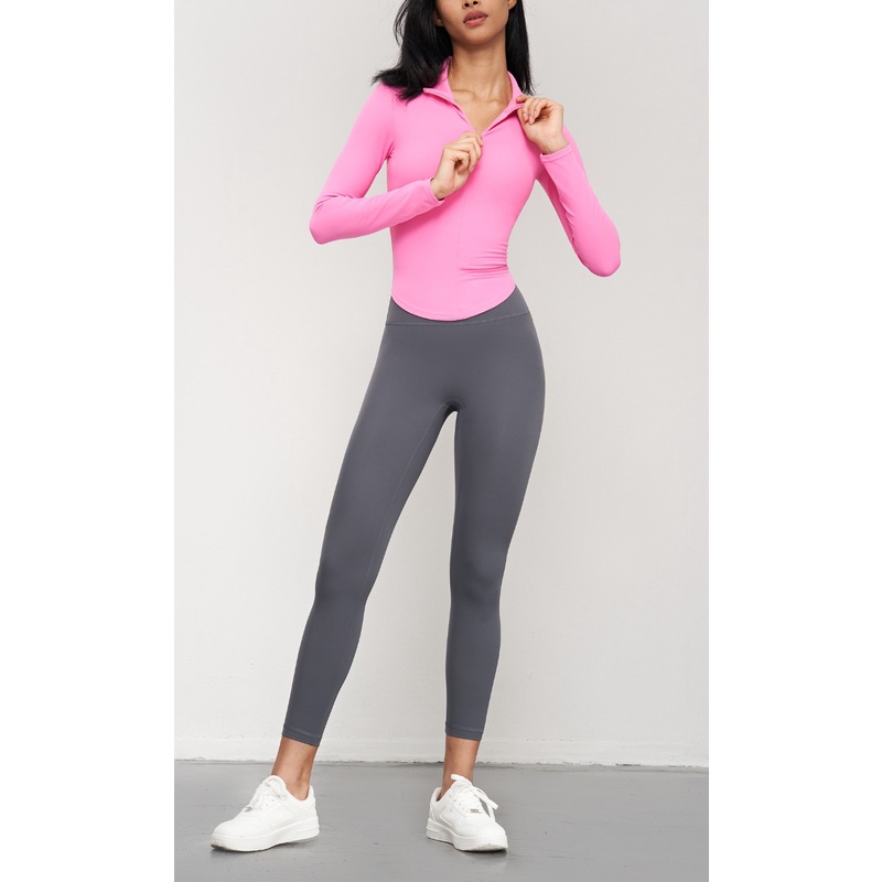 Áo Thun Thể Thao Dài Tay Cổ Đứng Có Khóa Kéo Thời Trang Cho Nữ