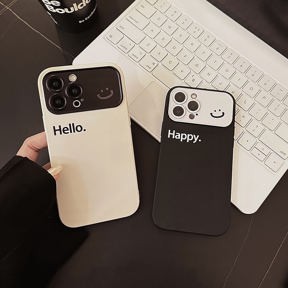 ỐP LƯNG IPHONEBeige black window smiley phone case thích hợp cho iphone14promax/13/12/11/xr/xs/x/xsmax/7/8plus-dinuo