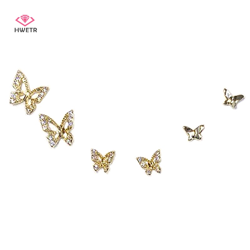 6 Khuyên tai HWETR kiểu bướm đính đá zircon pha lê đơn giản thời trang dành cho nữ