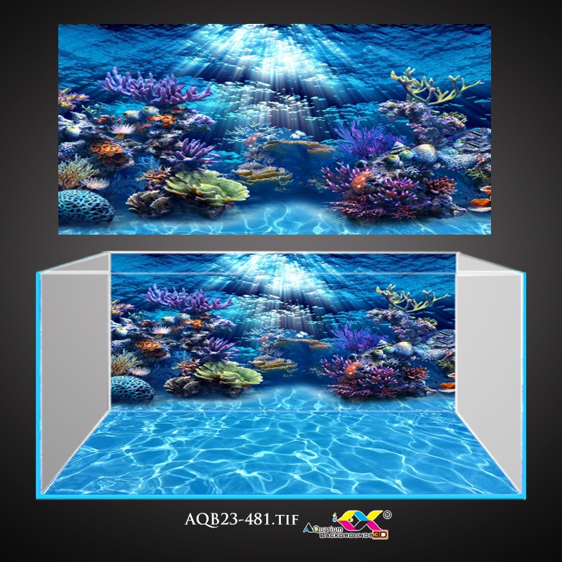 Tranh 3D Koifish - Tranh 3D dán bể cá - San hô dưới biển siêu đẹp - Kích thước của 1 tấm - In mọi kích thước - AQB23-481