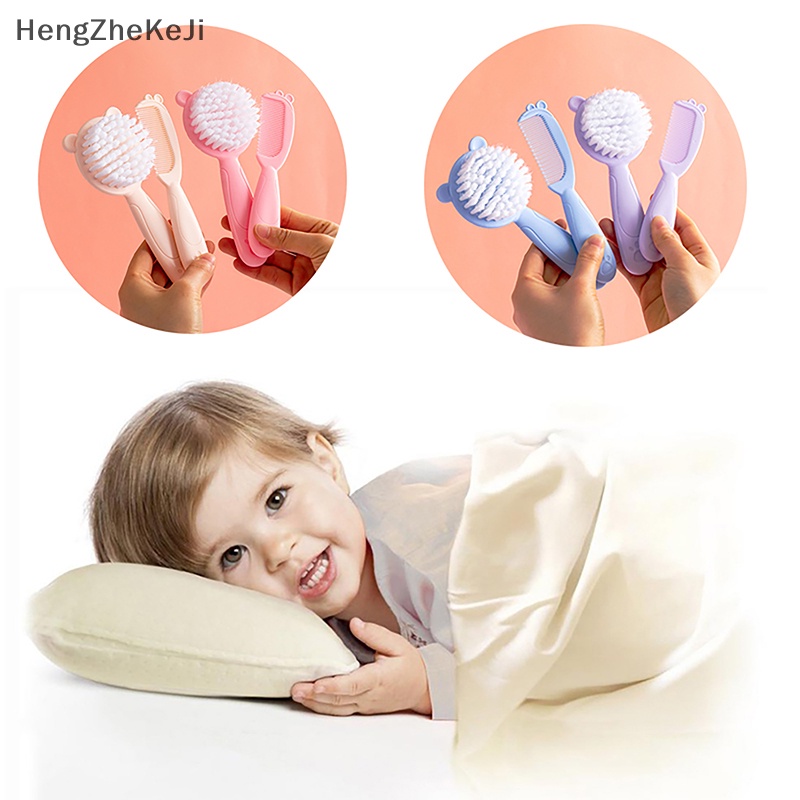 2 cái lược chải tóc cho bé di động trẻ sơ sinh mới biết đi nylon bàn chải tóc mềm đầu massager lược bộ đồ dùng chăm sóc tóc cho bé hhe