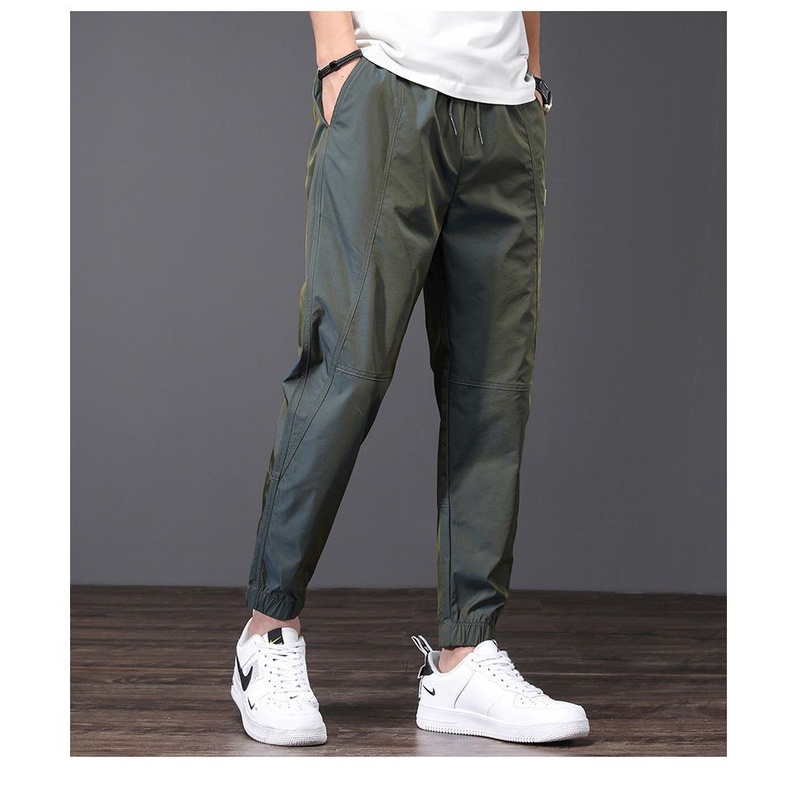 Ice silk men's jogger pants workwear quick-drying labeling ankle-tied pants