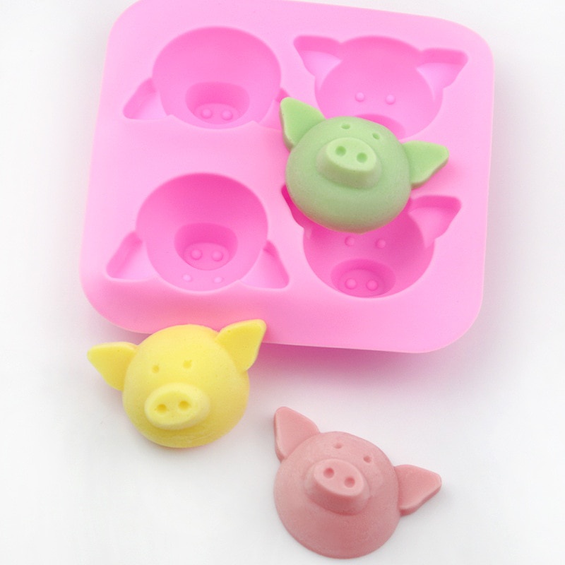 Khuôn Silicon Hoạt Hình Gấu Chuột Mèo Lợn Vịt Làm Bánh Socola,Pudding,Thạch,Xà Phòng Khuôn Động Vật Nướng Cupcake Topper