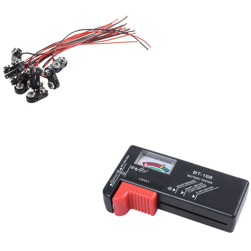 Set 10 Kẹp Pin 9V Hình Chữ T BT168 Bằng Nhựa Cứng Màu Đen Thông Dụng