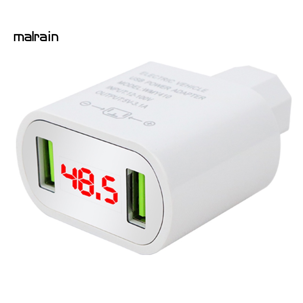 Cục Sạc Chuyển Đổi Hai Cổng USB PC 12V-100V Sang 5V 3A Màn Hình Kỹ Thuật Số Cho Xe Hơi