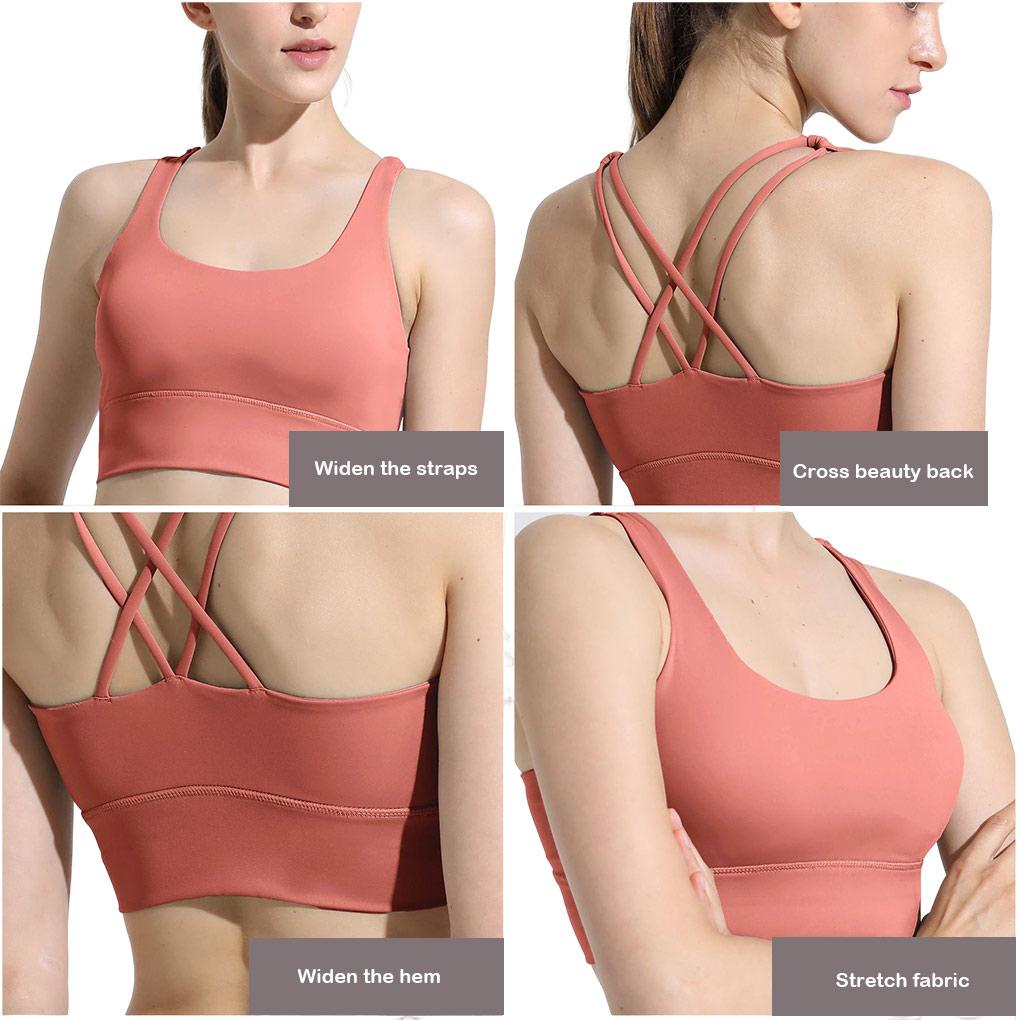(runbu) Áo Ngực Thể Thao Không Đường May Dây Bản Rộng Có Đệm Ngực Co Giãn Không Gọng Cup Vừa Tập Yoga Dành Cho Nữ