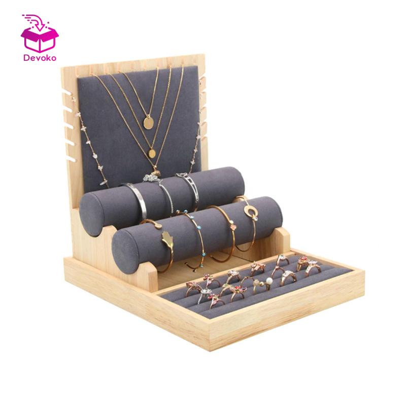 Đế trưng bày trang sức Vòng đeo tay bền Có thể tháo rời cho màn hình ngăn kéo máy tính để bàn Bộ đáy bằng gỗ Hiển thị bông tai Nhẫn Vòng cổ Đồng hồ đeo tay Kệ trang sức Đế trang sức Mặt dây chuyền
