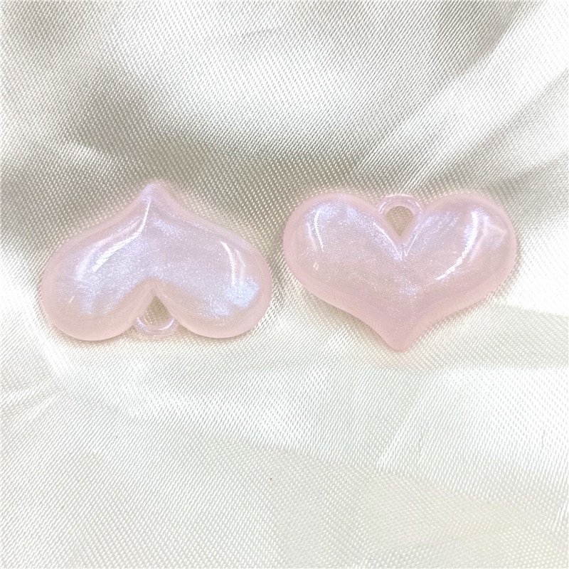 Bộ 5 Hạt Acrylic Hình Trái Tim Có Lỗ Treo Trang Sức Thời Trang DIY