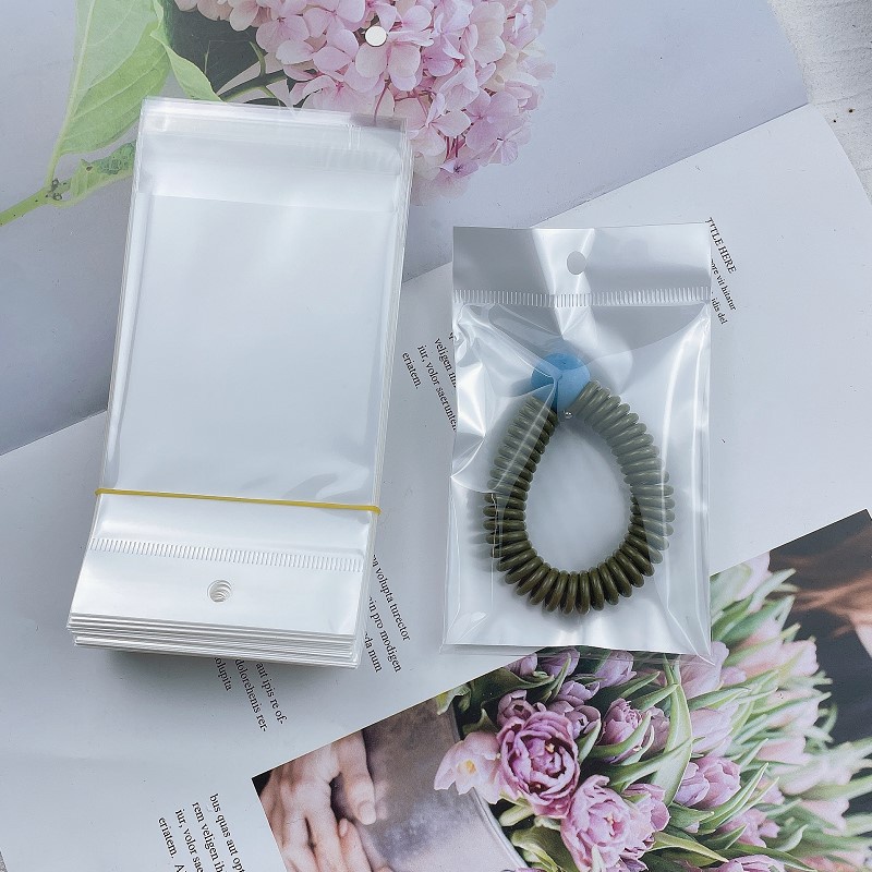 Set 200 Túi Nhựa Trong Suốt Đựng Thẻ Kẹp Tóc Tự Dính Nhiều Kích Cỡ