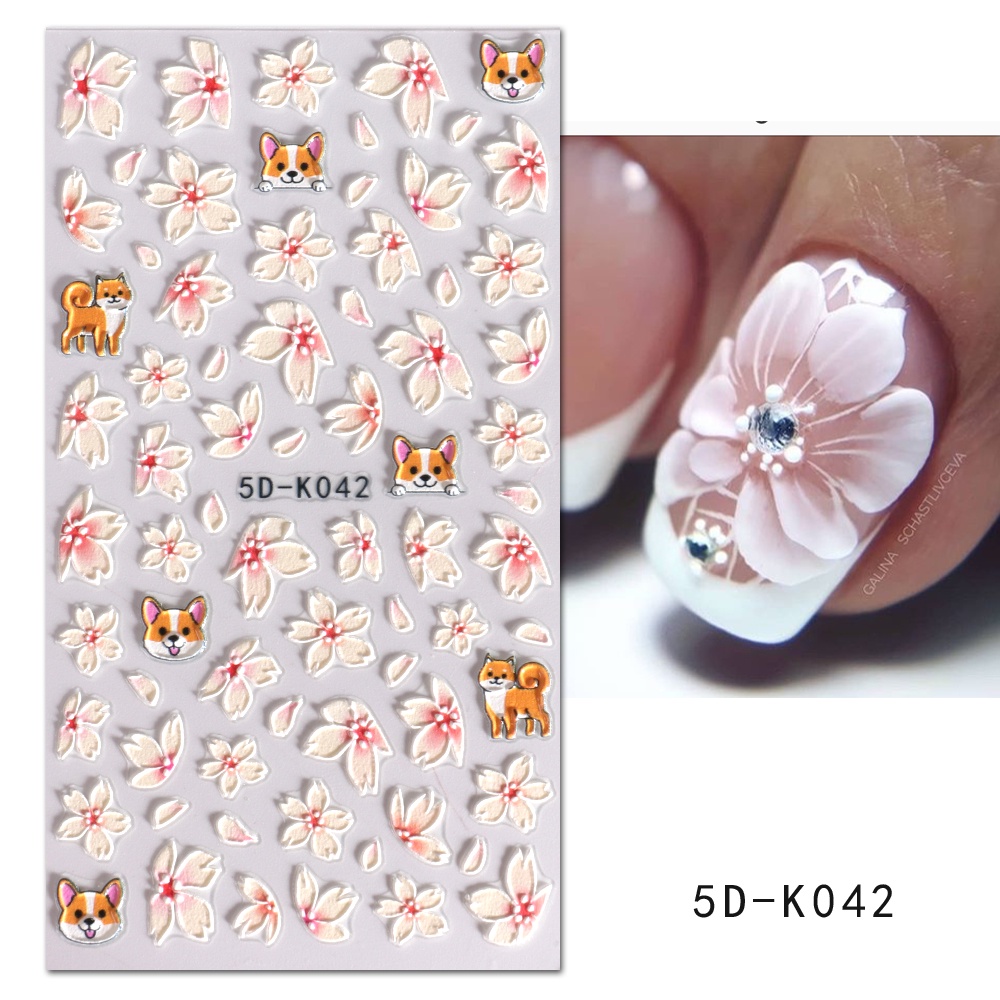 Miếng Dán Trang Trí Móng Tay 5D Dập Nổi Họa Tiết Hoạt Hình Dễ Thương