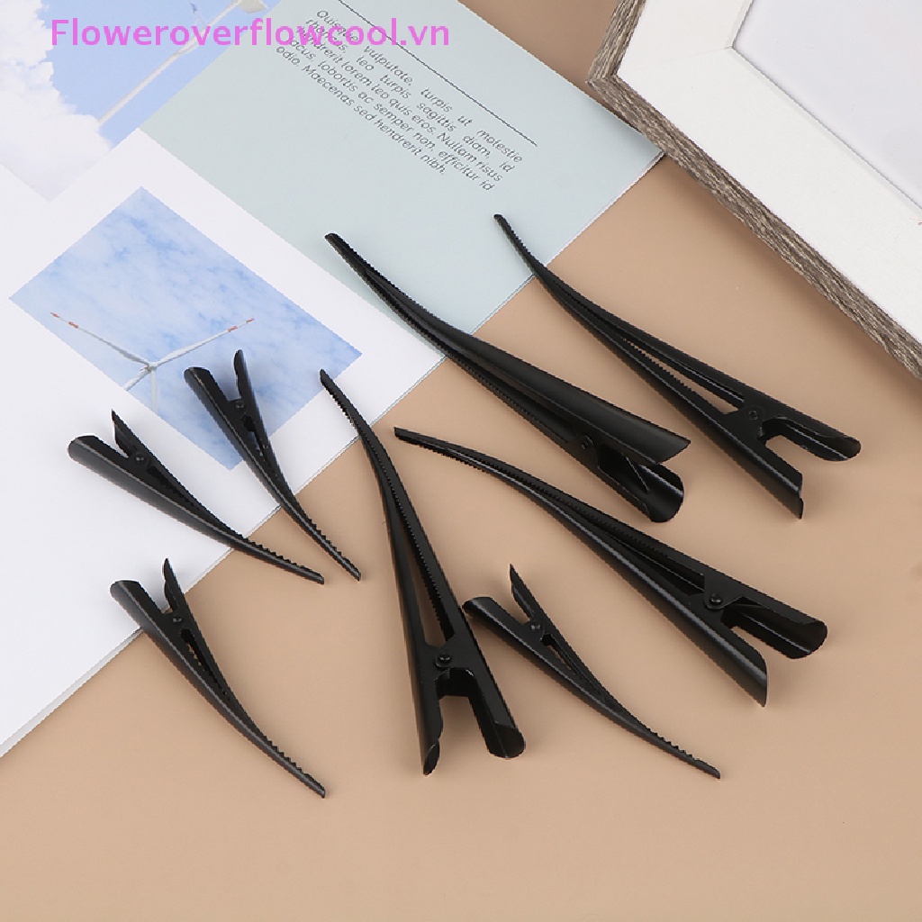 Set 4 Kẹp Tóc Mỏ Vịt / Răng Hoa 12.5cm Bằng Kim Loại Màu Đen