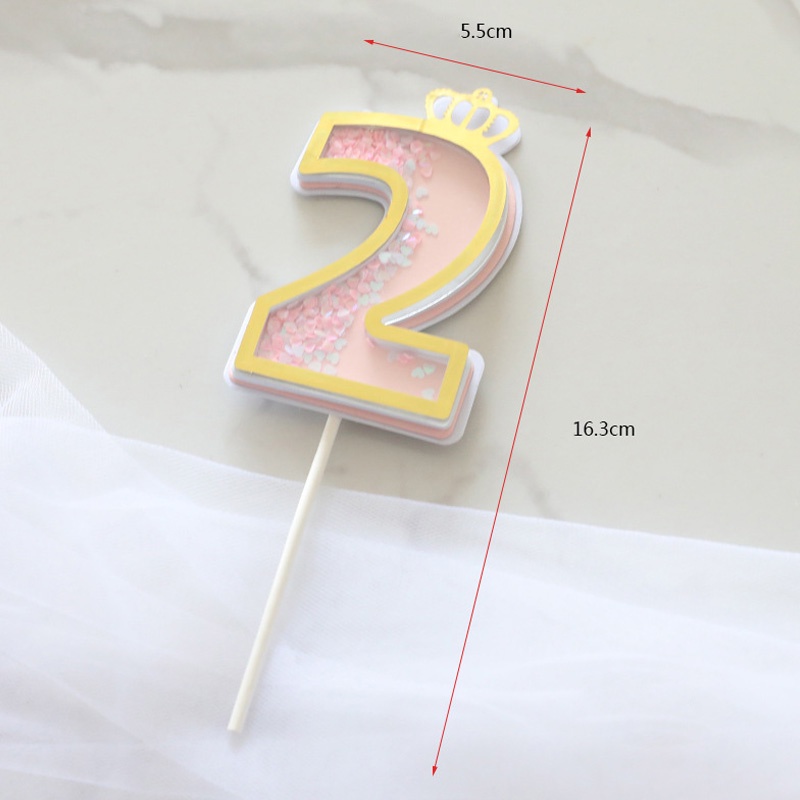Nến Sinh Nhật Hình Vương Miện Số 0-9 Đính Kim Sa Lấp Lánh