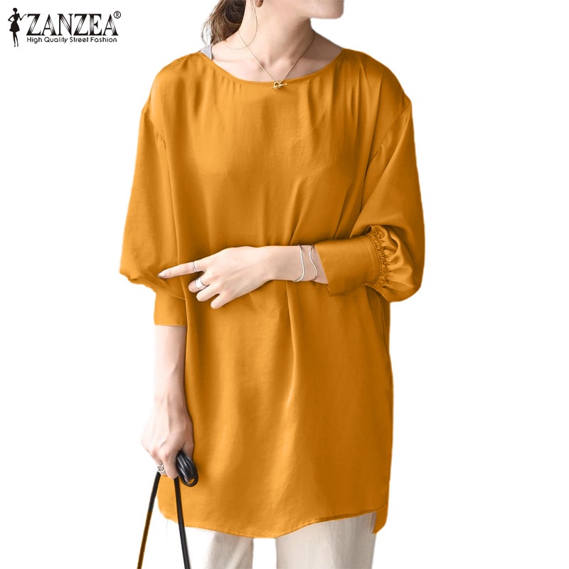 Zanzea Áo Kiểu Tay Phồng 3 / 4 Cổ Tròn Phong Cách Hàn Quốc Dành Cho Nữ