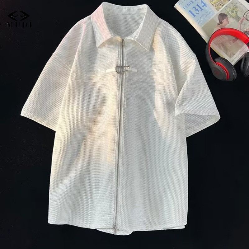 Áo Sơ Mi Nam Có Khóa Kéo Thời Trang Mùa Hè Phong Cách Hàn Quốc