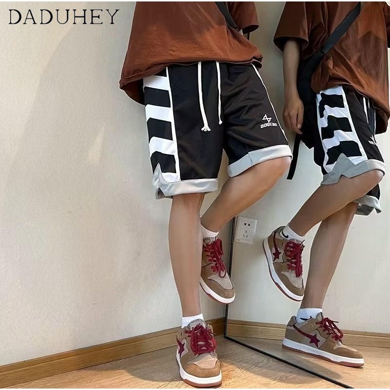 DaDuHey Men's and Women's 2023 New Fashion Sports Shorts Korean Style Hip Hop Loose Striped Casual Pants