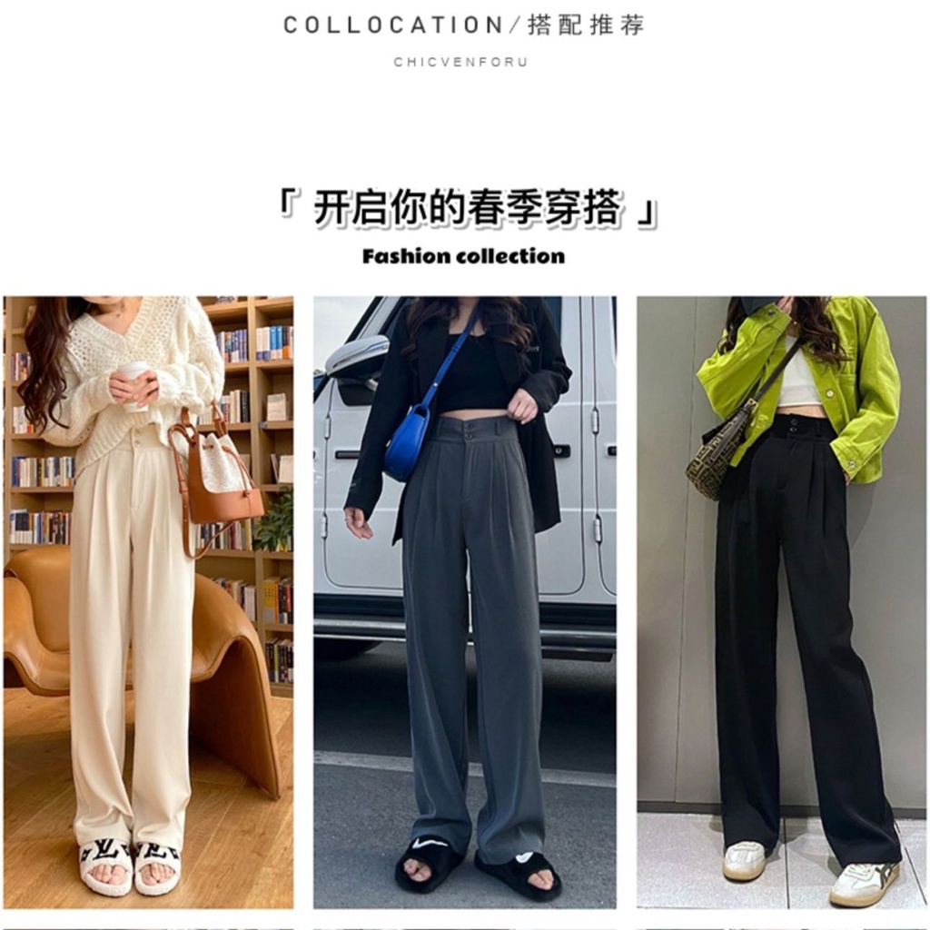 Quần Dài Lưng Cao Dáng Rộng Thời Trang Cá Tính Cho Nữ