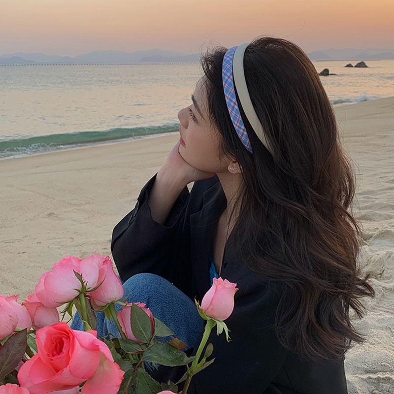 Băng Đô Cài Tóc Rửa Mặt Họa Tiết Kẻ Sọc Màu Kem Ngọt Ngào Thời Trang Mùa Hè 2023 Mới 2023