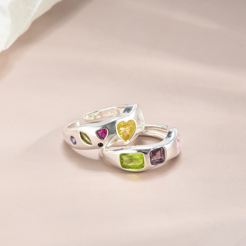 Nhẫn Hở Hình Trái Tim Đính Đá Nhiều Màu Sắc Thời Trang Có Thể Điều Chỉnh Cho Nữ