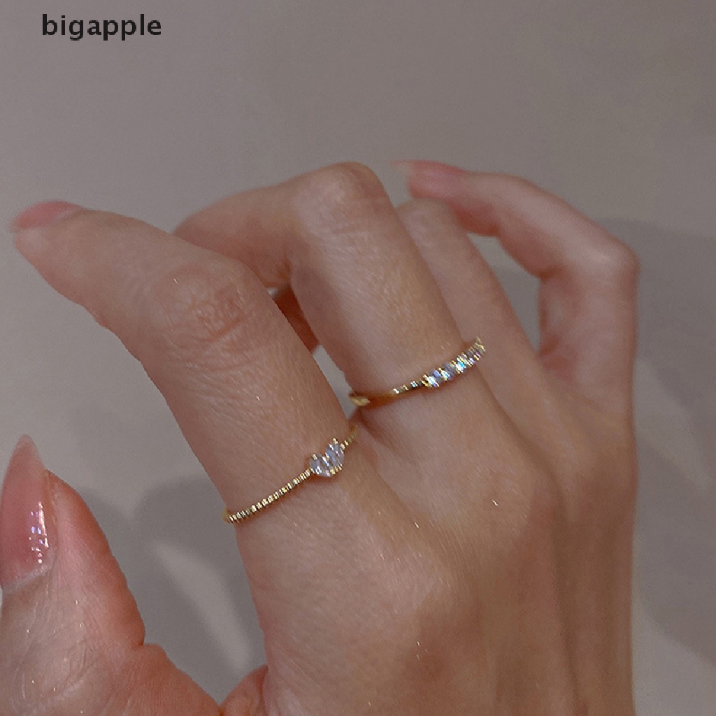 Bigapple Nhẫn Đính Đá Hình Trái Tim Pha Lê Màu Vàng Kim Thời Trang Dự Tiệc Cưới Cho Nữ