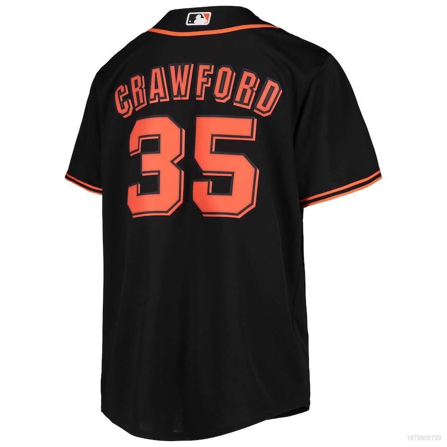 Hq1 MLB San Francisco Áo Thun Bóng Chày Cài Nút Crawford Giants QH1