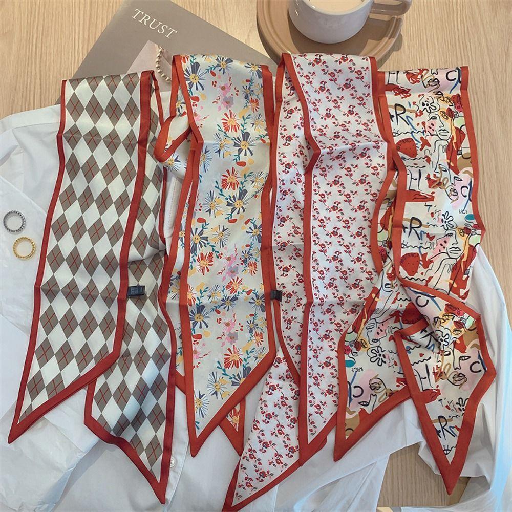 Khăn Choàng Cổ Dài In Họa Tiết Hoa / Chữ WMES15H Phong Cách Hàn Quốc Thời Trang Cho Nữ