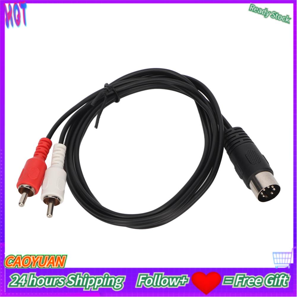 Caoyuanstore DIN 7PIN Male to 2RCA Male Cable Double Shielding Free Bending 2RCA Sound Adapter Cable 3.3ft Plug and Play