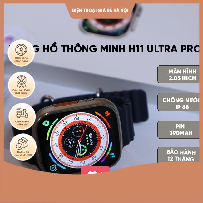 Đồng Hồ Thông Minh H11 Ultra Pro Viền Mỏng | Cảm biến thật | Có Đèn Flash | Có Thể Tải Game Trên App