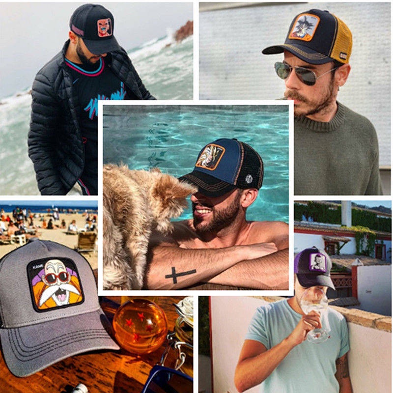 Spring and Summer Men's and Women's Mesh Cap Dragon Ball Hat Baseball Cap Outdoor Sun-Poof Peaked Cap Couple Sun Hat Korean Fashion 2m7T