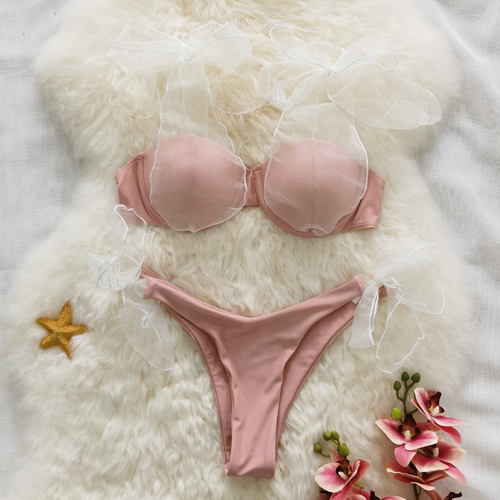 Bộ Đồ Bơi Bikini Hai Dây Màu Trơn Phong Cách Mới 2023 Quyến Rũ Cho Nữ