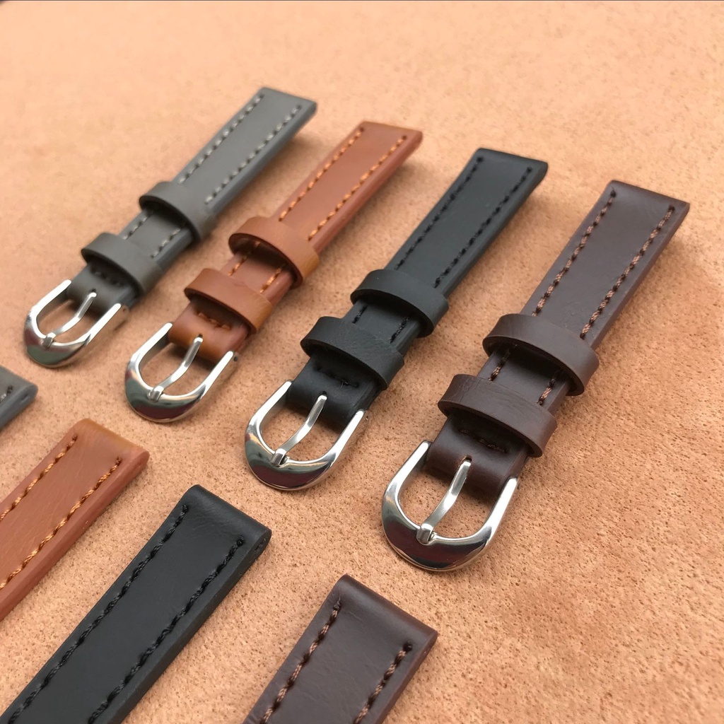 Dây Đeo Đồng Hồ Bằng Da Bò 14mm 16mm Dành Cho Nam Nữ