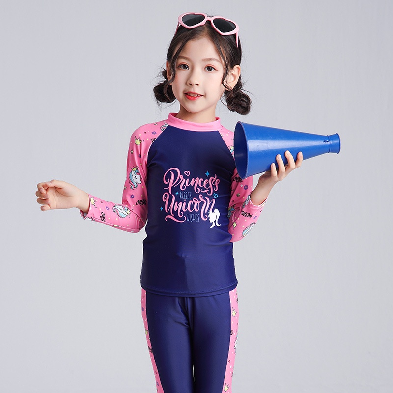 Đồ bơi trẻ em, cho bé trai và bé gái, tay dài quần dài chống nắng, họa tiết hoạt hình có size cho bé từ 10kg đến 35kg