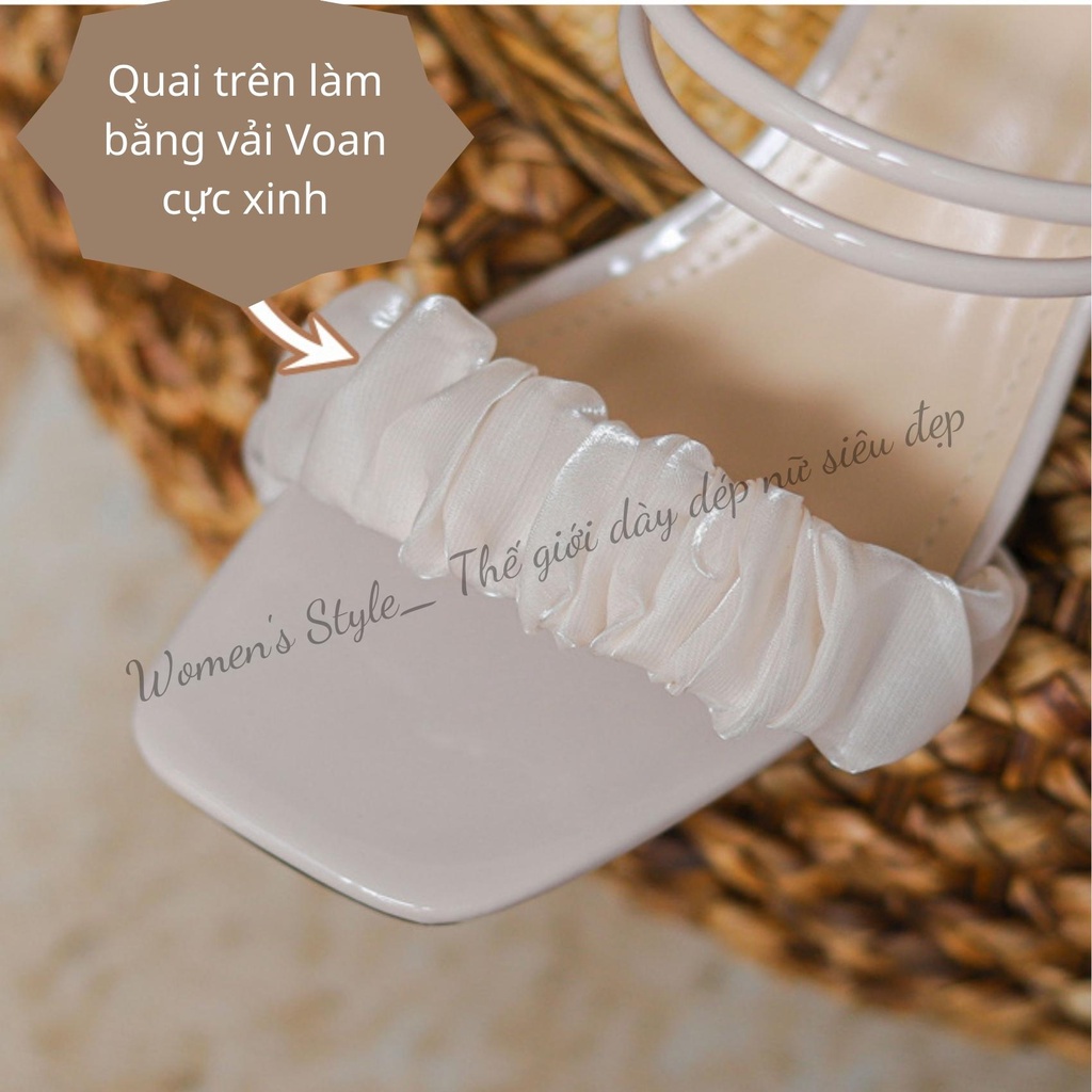 Sandal 2 dây gót trong 4 phân quai bèo đi được 2 kiểu màu trắng chuẩn size 35-39 mã TD28