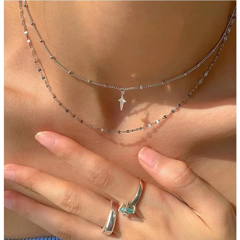 Vòng Cổ Choker Hai Lớp Bằng Thép Titan Thời Trang Mới 2023