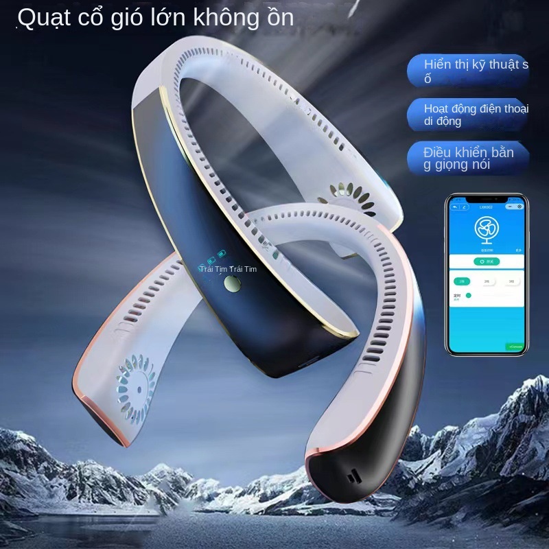 Quạt Thể Thao Đeo Cổ Không Cánh Thông Minh Sạc Cổng USB