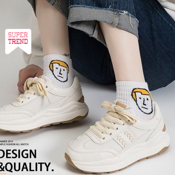 Giày Thể Thao Màu Trơn Thoáng Khí Thoải Mái Thời Trang Cho Nữ