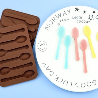 Khuôn silicone 6 lỗ làm bánh & đá & socola hình muỗng