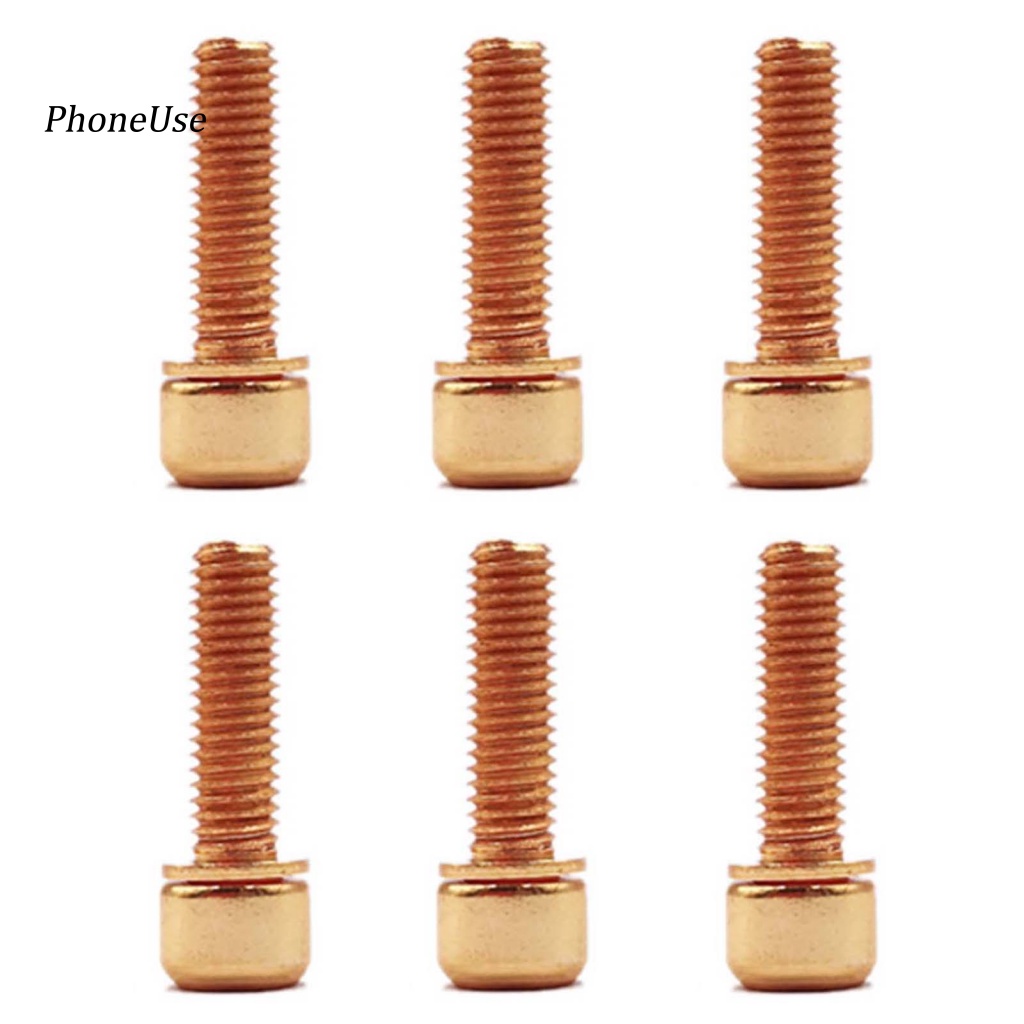 Pu Set 6 Ốc Vít Bằng Thép Không Gỉ Gắn Tay Lái Xe Đạp Leo Núi