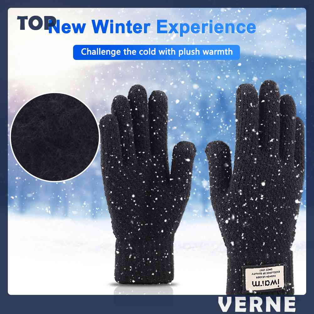 Set 2 Găng Tay Dệt Kim Đàn Hồi Giữ Ấm Mùa Đông Cho Nam Có Thể Chạm Màn Hình Cảm Ứng