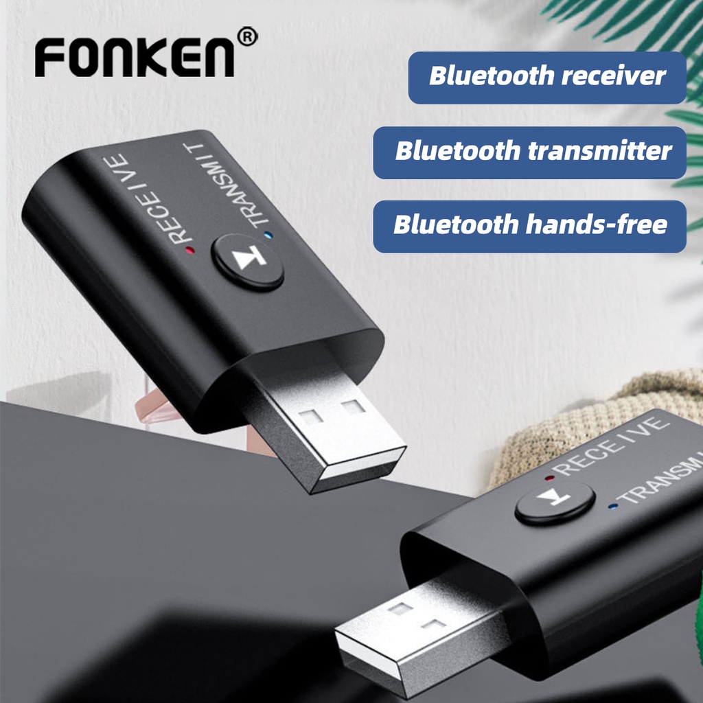 Bộ Thu Tín Hiệu Bluetooth 5.0 Fonken BT5.0 Hai Chức Năng AUX Có Giắc Cắm 3.5mm USB Cho Loa Xe Hơi