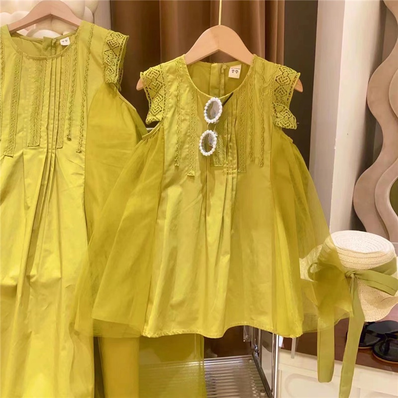 Hàng Có Sẵn Đầm Mùa Hè Màu Trơn Phong Cách Mori Hàn Quốc Thời Trang Cho Mẹ Và Bé