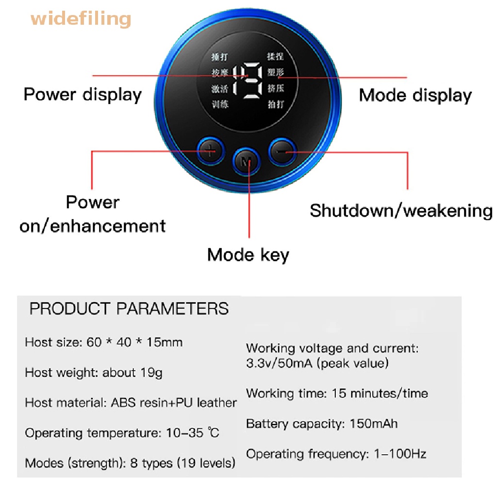 Máy Mát Xa Cổ EMS Màn Hình LCD 8 Chế Độ