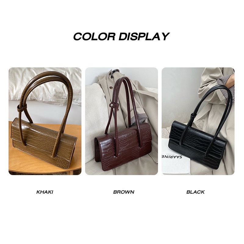 MISCHA Túi Đeo Vai / Đeo Chéo Họa Tiết Da Cá Sấu Màu Trơn Thời Trang Cao Cấp Cho Nữ