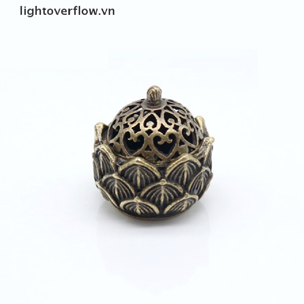 Đế Đốt Trầm Hương Bằng Đồng Thau Hình Hoa Sen Nhỏ Bỏ Túi Phong Cách Cổ Điển Kèm Nắp Đậy Tiện Dụng