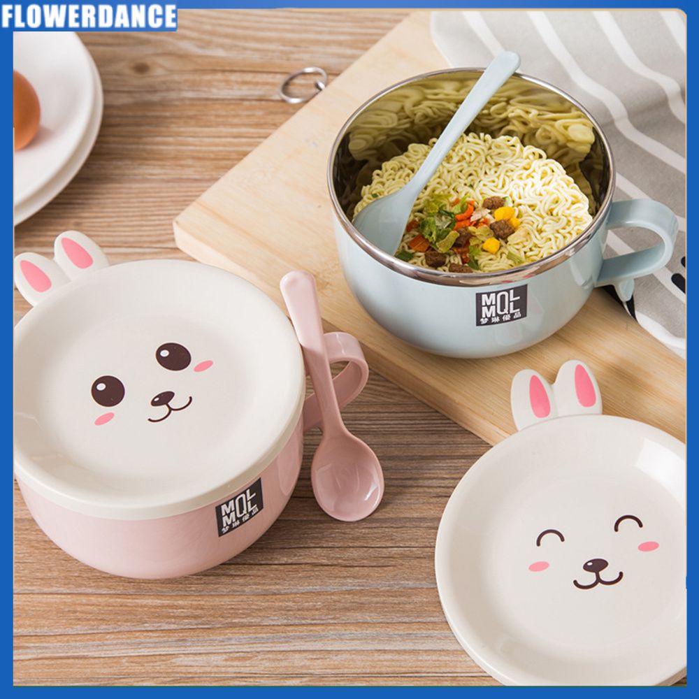 Bát Ăn Nhanh Cách Nhiệt Hai Lớp Có Nắp Bát Ăn Liền Bát Ăn Cơm Súp Mì Hình Động Vật Bát Mì Ăn Liền Phong Cách Nhật Bản Bộ Hộp Cơm Trưa Cho Học Sinh Flowerdance