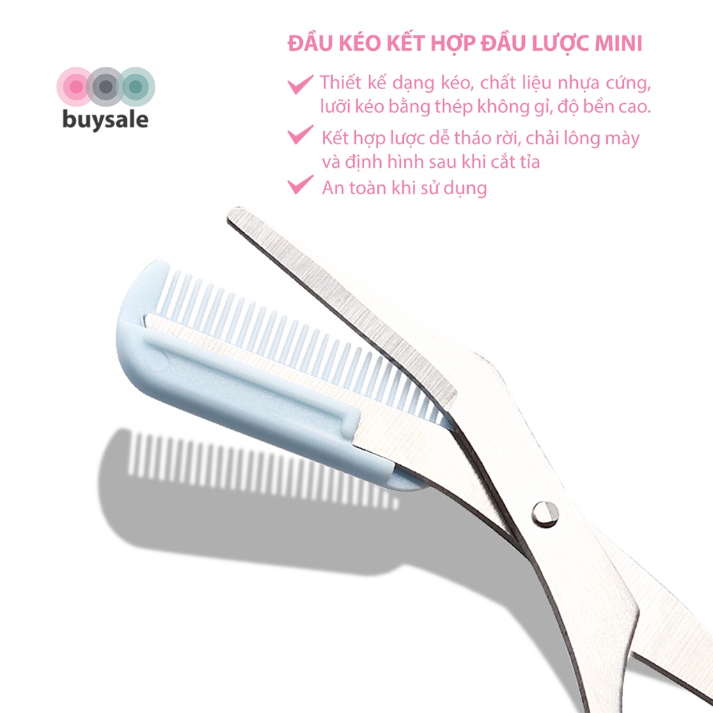 Kéo tỉa lông mày  thép không gỉ, lược tách rời, định hình và tạo dáng lông mày dễ dàng - BuySales - BSPK349