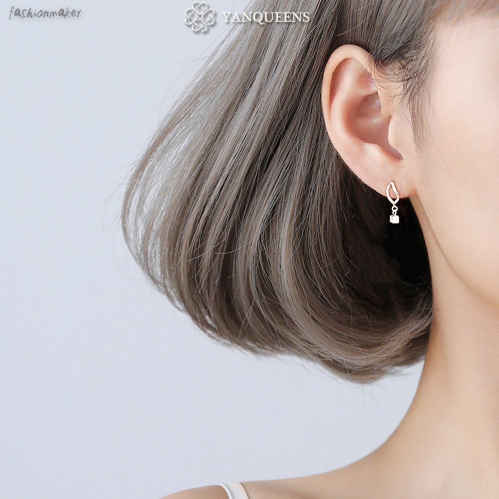 Khuyên tai cho nữ hình vuông gợn sóng phong cách Hàn Quốc thời trang Yanqueens Đồ trang sức