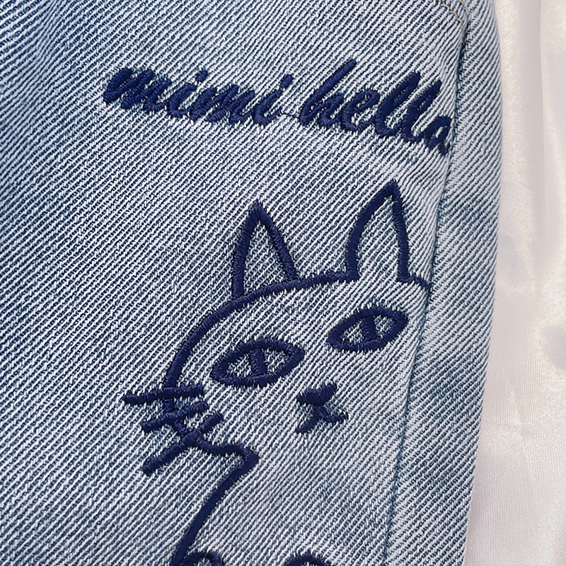 Quần Jeans Ống Rộng Co Giãn Thêu Họa Tiết Hoạt Hình Phong Cách Hàn Quốc Cho Bé Gái 0-6 Tuổi