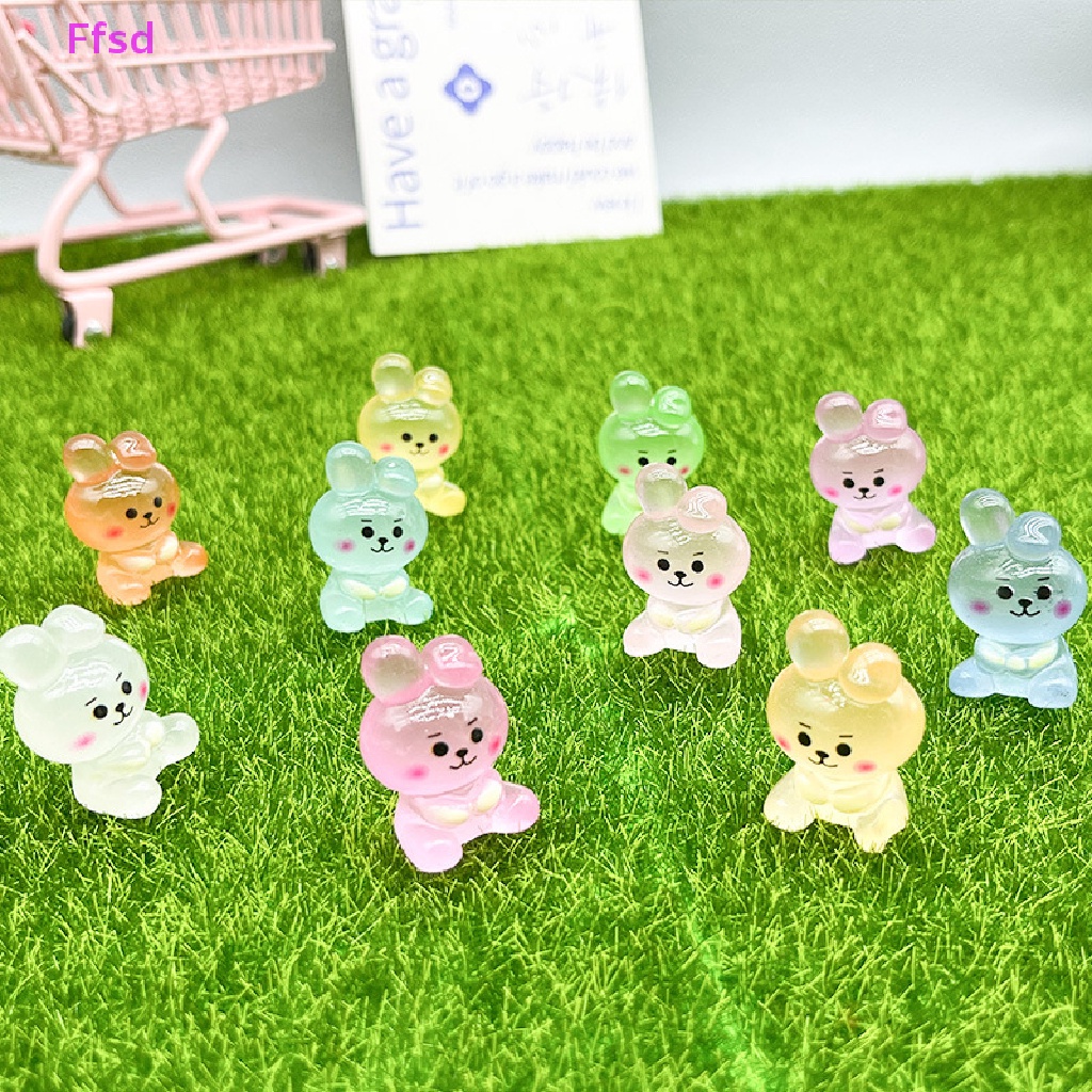 {Ffsd} Bộ 5 Tượng Thỏ Hoạt Hình Dạ Quang Trang Trí Tiểu Cảnh DIY