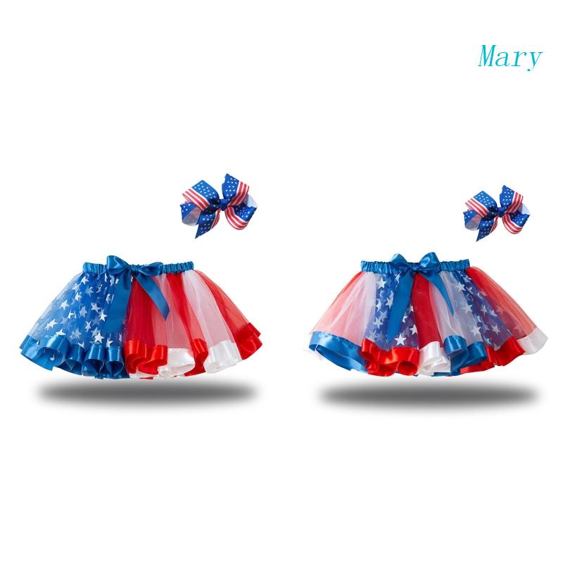 Đầm Tutu In Họa Tiết Cờ Mỹ Cột Nơ Phối Kẻ Sọc Và Ngôi Sao Bằng Vải Tuyn Thứ 4 Cho Bé Gái