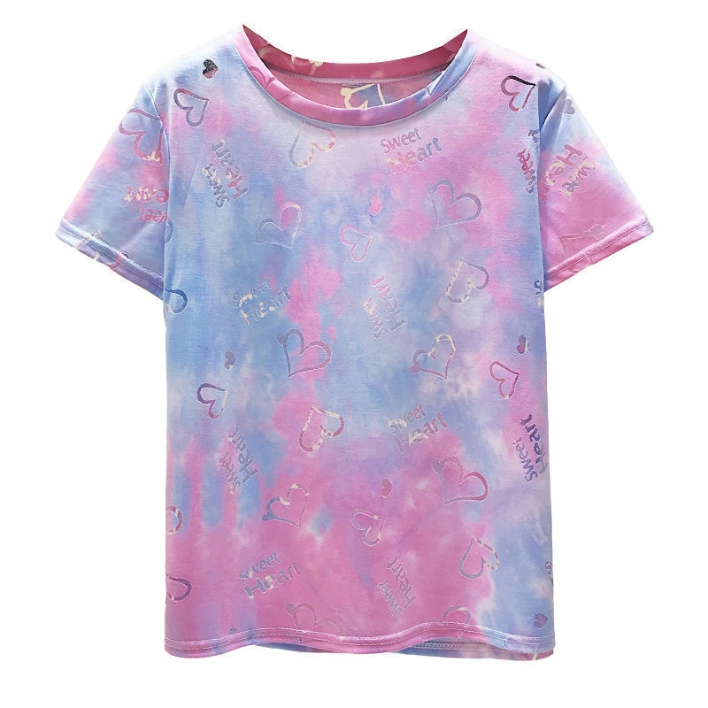 Áo Thun Tay Ngắn Dáng Rộng Họa Tiết Màu Nhuộm Độc Đáo Thời Trang Mùa Hè Mới Cho Nữ